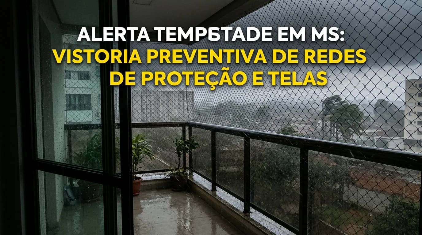Alerta de Tempestade e Vendaval em Mato Grosso do Sul: Vistoria Preventiva de Redes de Proteção em Sacada de Apartamento em Campo Grande MS
