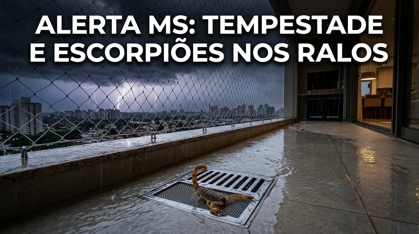 Alerta INMET e Defesa Civil em MS (11/10/2026): Ventos de 100 km/h, Alagamentos e Invasão de Escorpiões em Ralos Residenciais | UauTelas