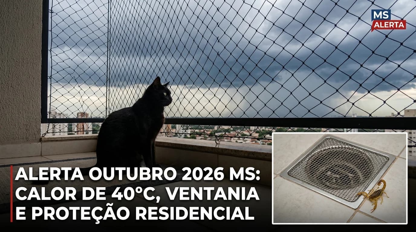Onda de Calor de 40°C e Tempestades Repentinas em MS (Outubro/2026): Como Proteger Gatos em Sacadas e Bloquear Escorpiões pós-Chuvas | UauTelas