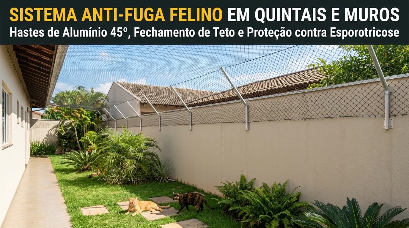 Sistema Anti-Fuga para Gatos em Quintais e Muros: Hastes 45°, Fechamento de Teto e Alerta de Esporotricose em Campo Grande (MS)