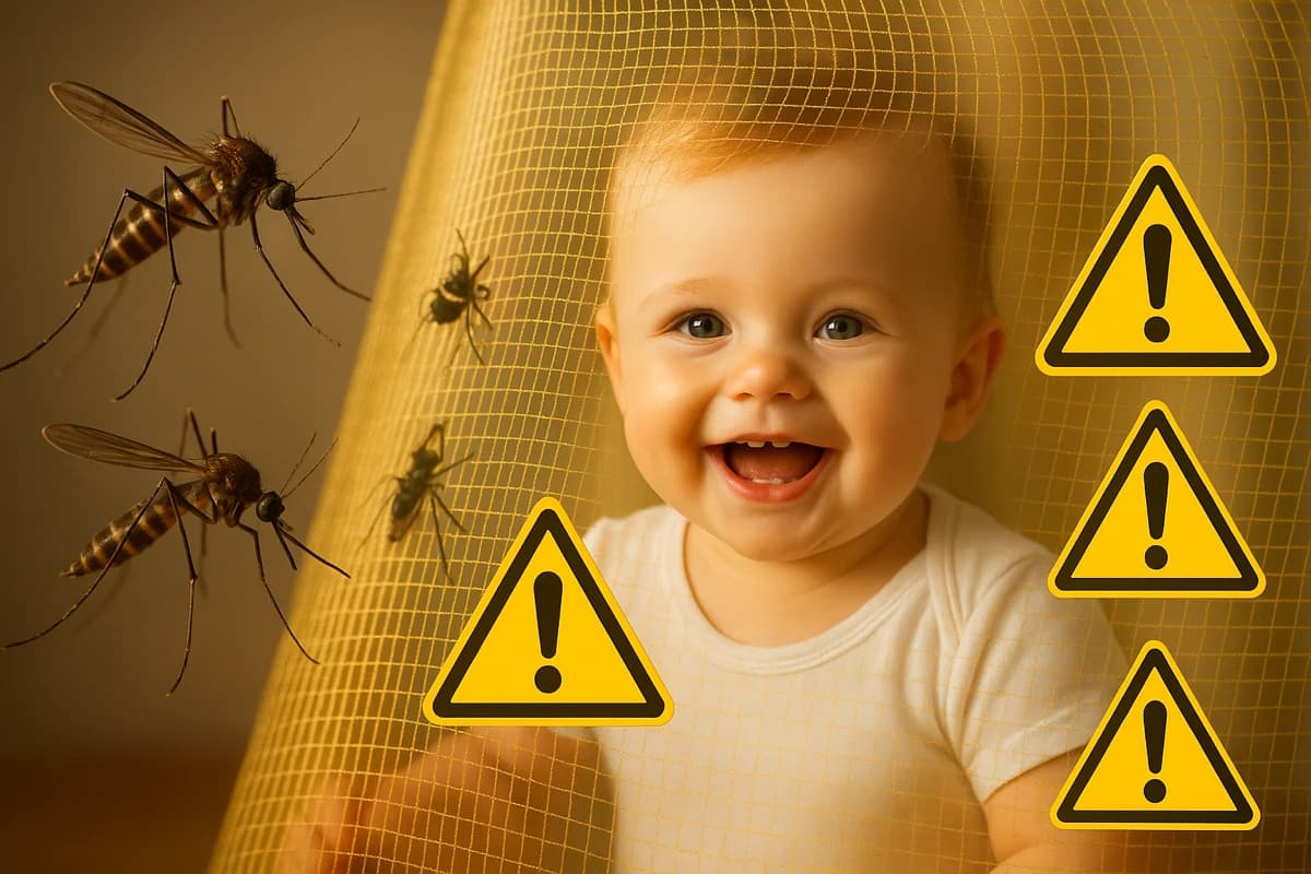 Detalhe de instalação de rede em janela de prédio antigo