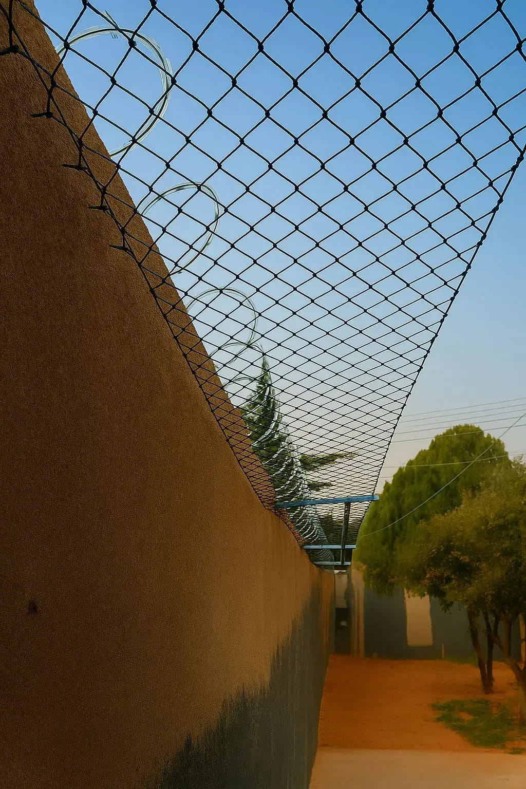 Cercado com tela de proteção para gatos em quintal