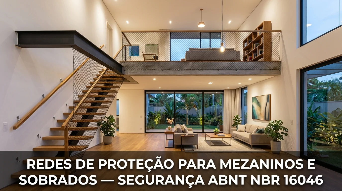 Redes de Proteção para Mezaninos, Sobrados e Escadas: Guia Técnico ABNT 16046 e Prevenção de Quedas em MS