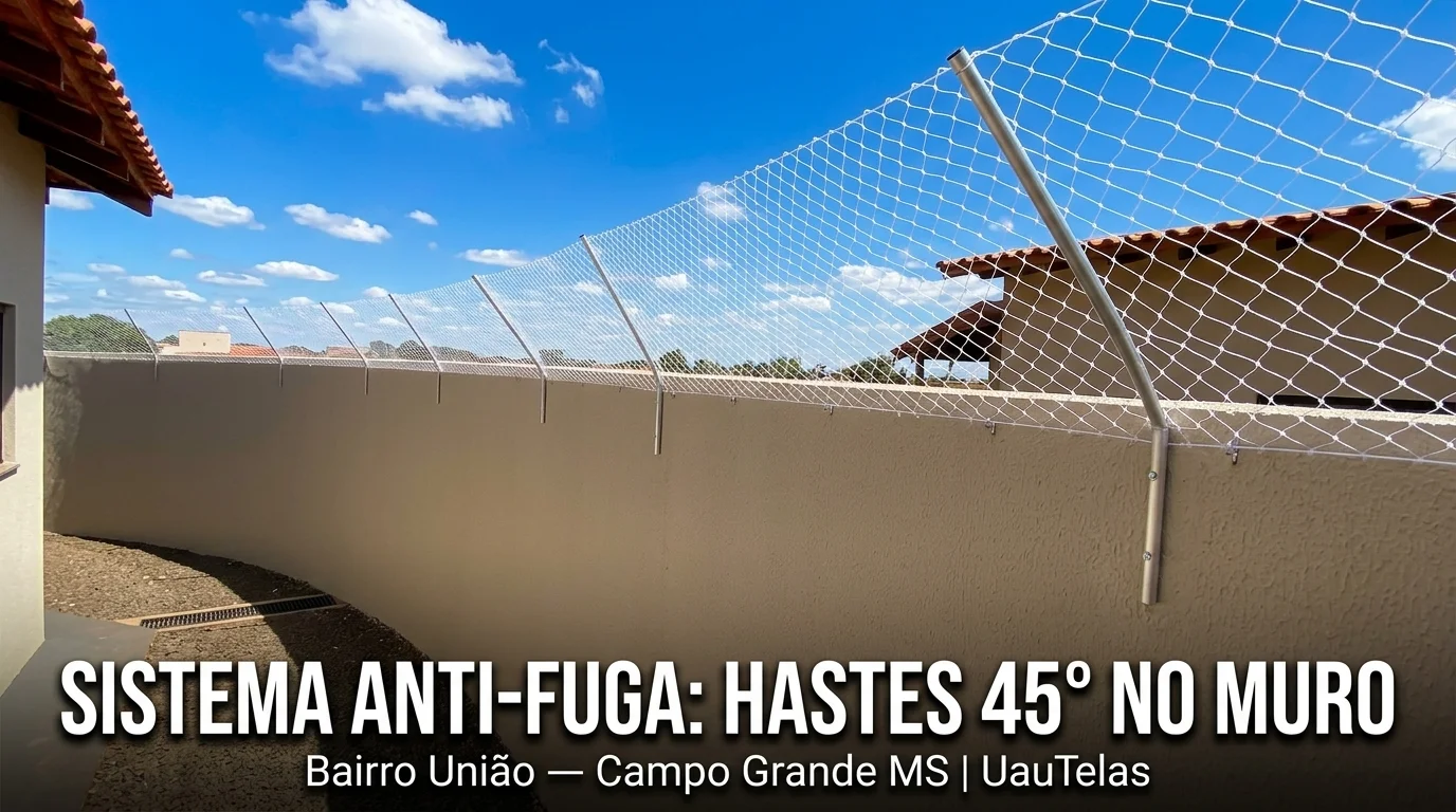 Sistema Anti-Fuga para Gatos com Hastes de Alumínio 45° no Muro — Bairro União, Campo Grande MS