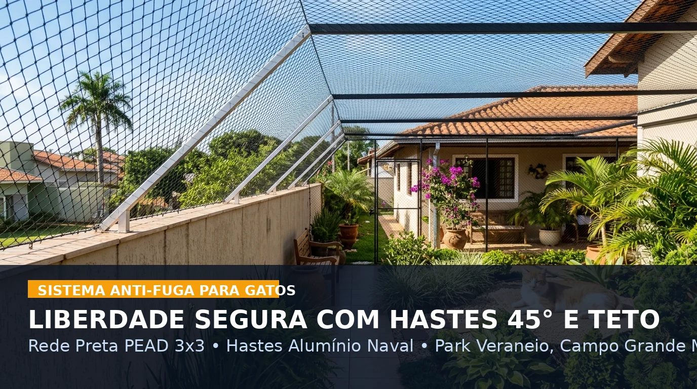 Sistema Anti-Fuga para Gatos com Hastes 45° e Fechamento de Teto: Liberdade Segura no Carandá Bosque em Campo Grande MS