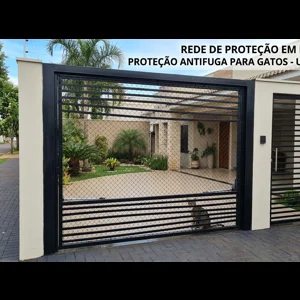 Instalação de Rede de Proteção em Portão de Elevação e Social de Frente de Casa para Sistema Anti-Fuga de Gatos em Campo Grande MS - UauTelas