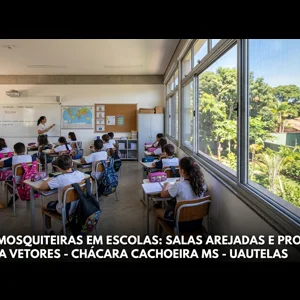 Instalação de Telas Mosquiteiras em Alumínio e Fibra de Vidro em Escola na Rua Elvira Coelho Machado esquina com Rua Jeribá, Bairro Chácara Cachoeira, Campo Grande MS - UauTelas